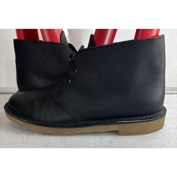 Clarks Originals Mens Desert Boot Black Leather Casual Boots Size 10 M main image 11
